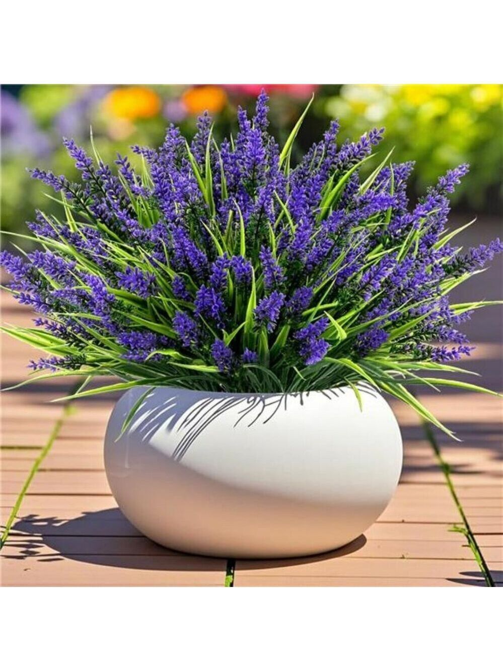 Faux Lavender Outdoor Flowers UV Resistant Plants for Garden Porch Window Box